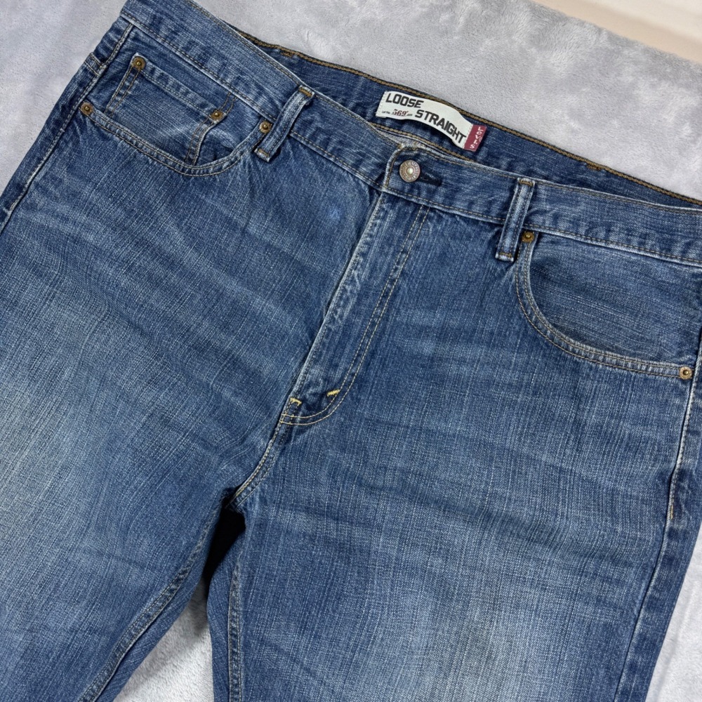 LEVI'S 569 Loose Straight Jeans Mens 40x32 Blue Faded Baggy Y2K Retro Y2K Style
